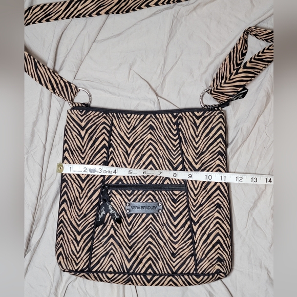 SOLD Vera Bradley Zip Hipster Zebra Tiger Print Crossbody Bag Purse Tan Black - Picture 11 of 14